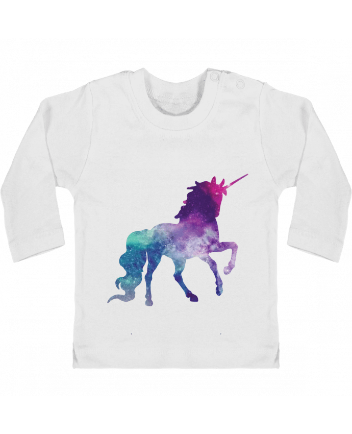 Baby T-shirt with press-studs long sleeve Space Unicorn manches longues du designer Crazy-Patisserie.com