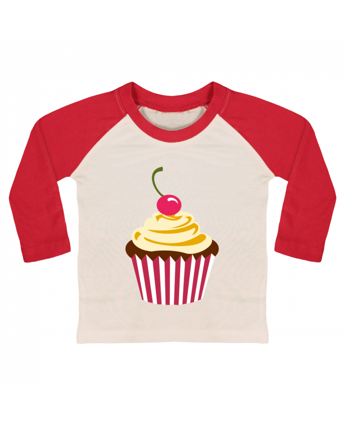 Camiseta Bebé Béisbol Manga Larga Cupcake por Crazy-Patisserie.com