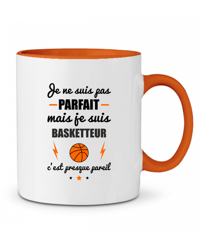 Taza Cerámica Bicolor Je ne suis pas porfait mais je suis basketteur c'est presque poreil Benichan