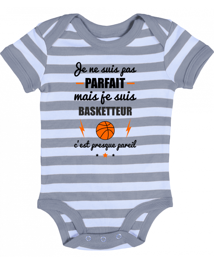 Body Bebé a Rayas Je ne suis pas porfait mais je suis basketteur c'est presque poreil - Benichan