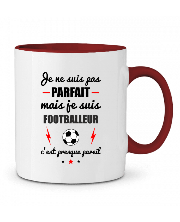 Taza Cerámica Bicolor Je ne suis pas porfait mais je suis footballeur c'est presque poreil Benichan