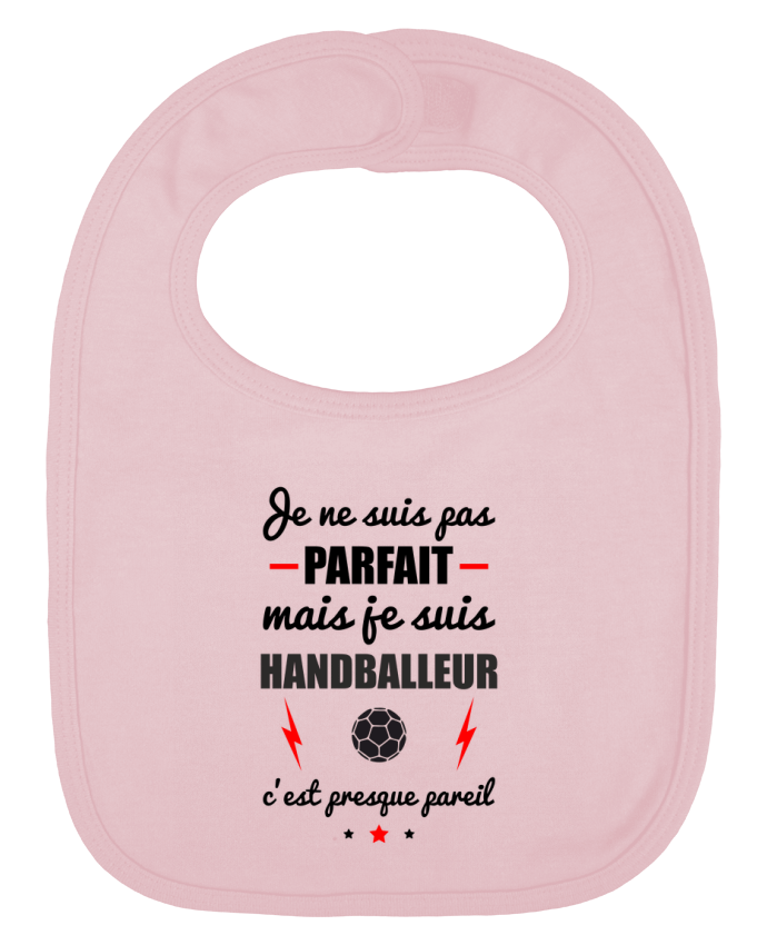 Baby Bib plain and contrast Je ne suis pas byfait mais je suis handballeur c'est presque byeil by Benichan