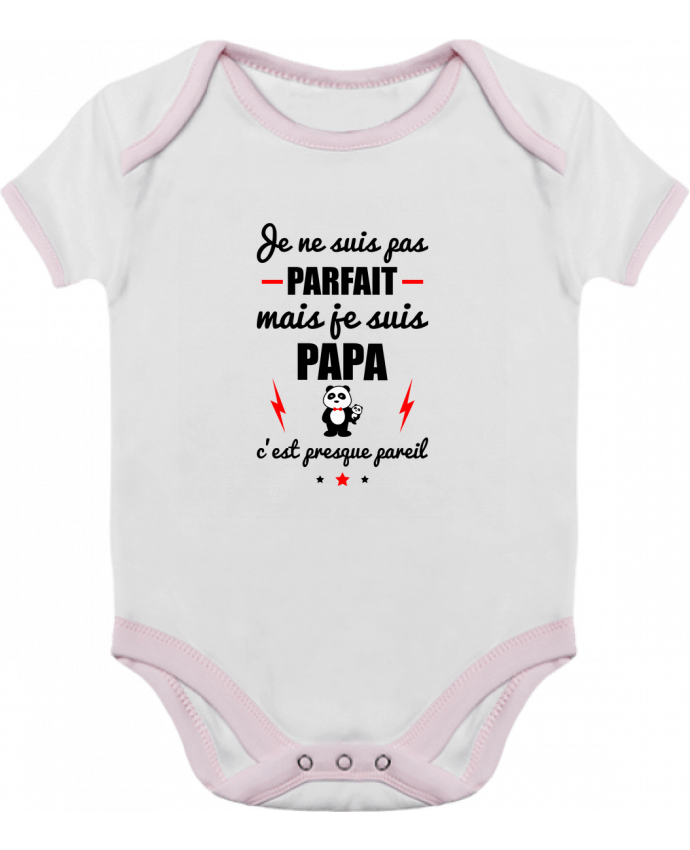Body bébé manches contrastées Je ne suis pas parfait mais je suis papa c'est presque pareil par Ben