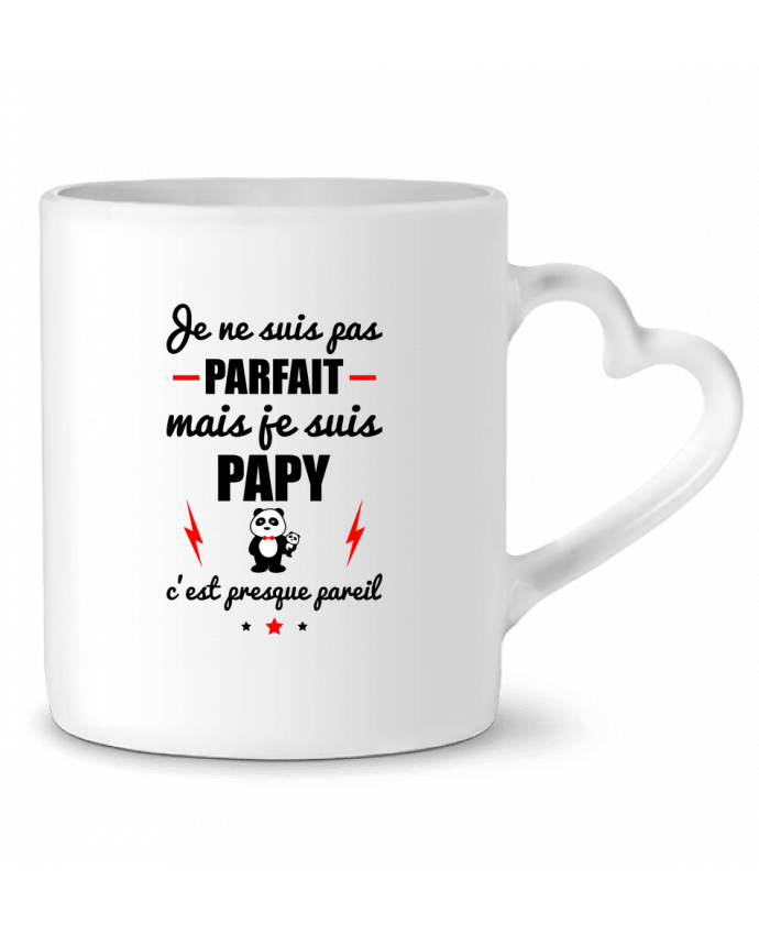 Mug coeur Je ne suis pas parfait mais je suis papy c'est presque pareil par Benichan