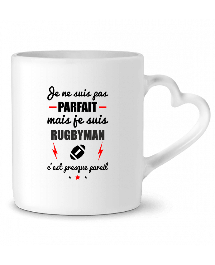 Mug Heart Je ne suis pas byfait mais je suis rugbyman c'est presque byeil by Benichan