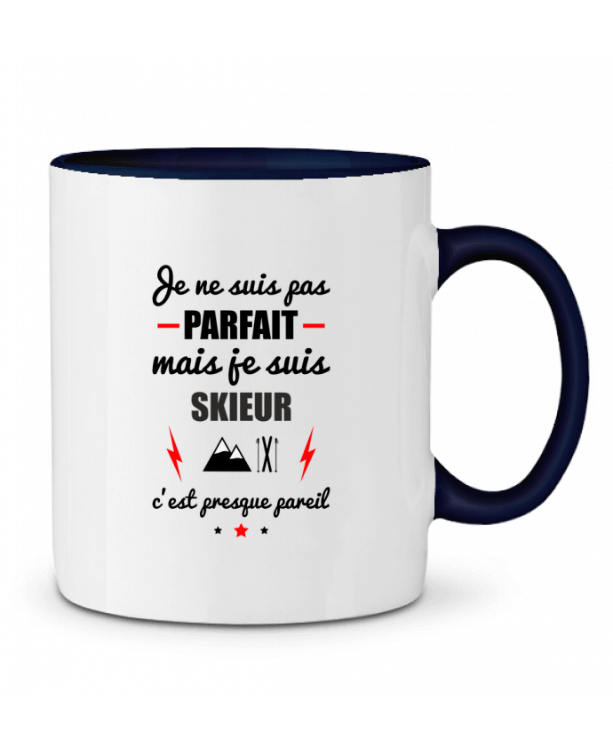 Taza Cerámica Bicolor Je ne suis pas porfait mais je suis skieur c'est presque poreil Benichan