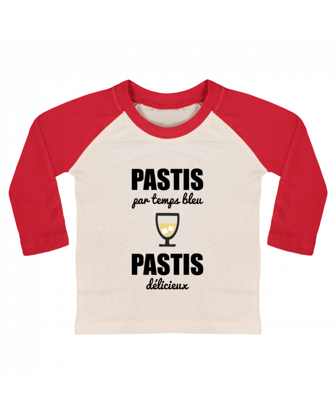T-shirt baby Baseball long sleeve Pastis by temps bleu pastis délicieux by Benichan