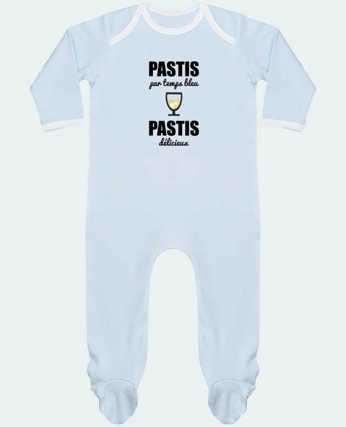 Baby Sleeper long sleeves Contrast Pastis by temps bleu pastis délicieux by Benichan