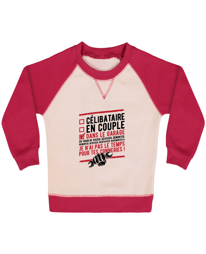 Sweatshirt Baby crew-neck sleeves contrast raglan Dans le garage humour by Original t-shirt