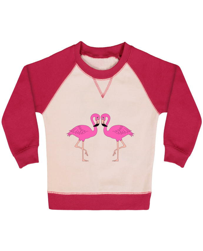 Sweatshirt Baby crew-neck sleeves contrast raglan Flamingo by M.C DESIGN 