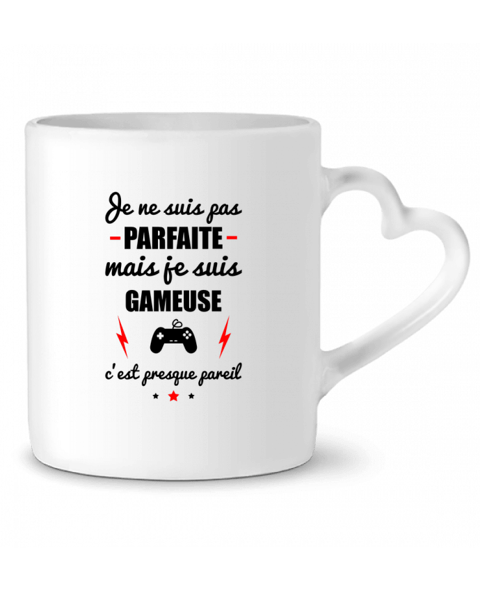 Taza Corazón Je ne suis pas porfaite mais je suis gameuse c'est presque poreil por Benichan