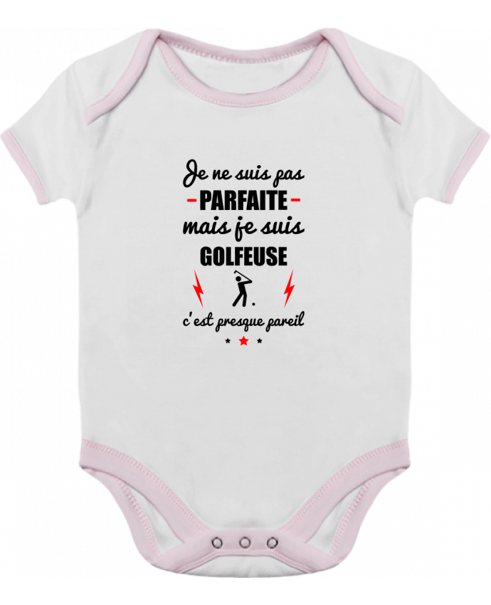 Body bébé manches contrastées Je ne suis pas parfaite mais je suis golfeuse c'est presque pareil pa