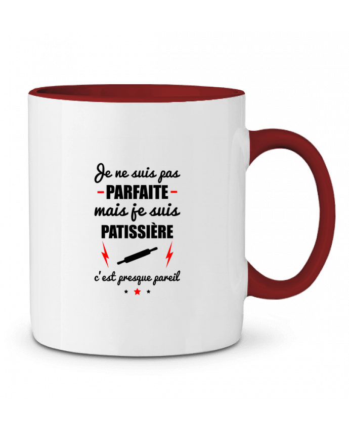 Mug bicolore Je ne suis pas parfaite mais je suis patissière c'est presque pareil Benichan