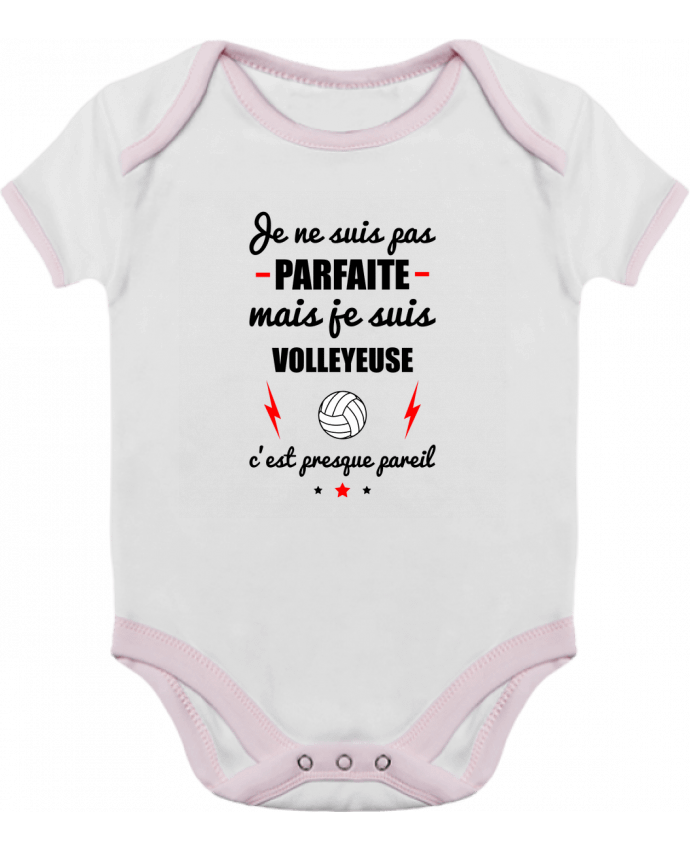 Body bébé manches contrastées Je ne suis pas parfaite mais je suis volleyeuse c'est presque pareil 