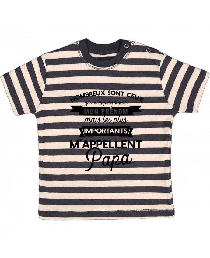 T-shirt baby with stripes On m'appelle papa by Original t-shirt