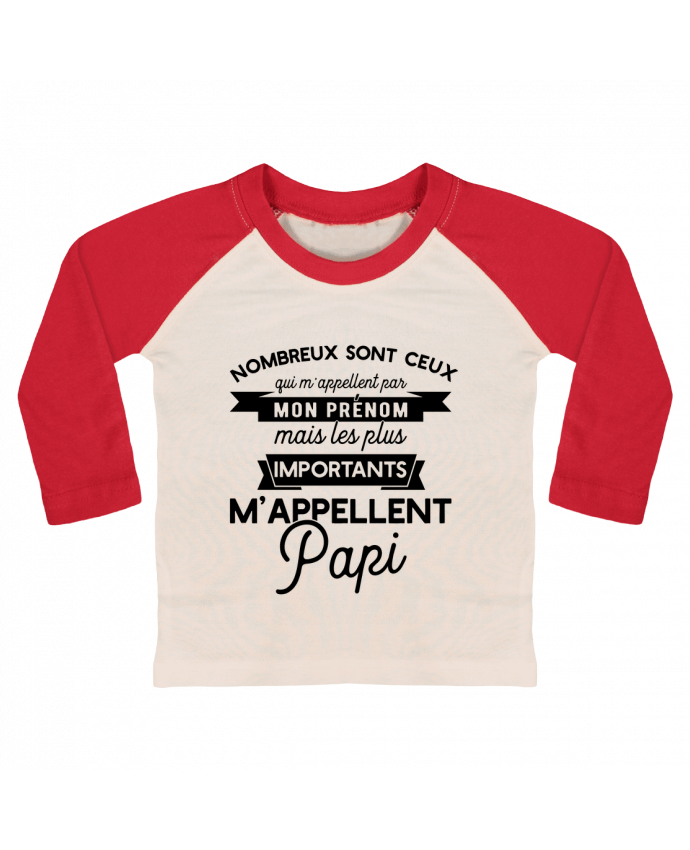 T-shirt baby Baseball long sleeve on m'appelle papi humour by Original t-shirt