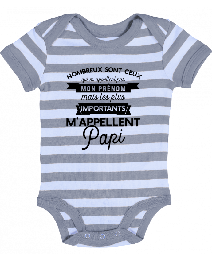 Baby Body striped on m'appelle papi humour - Original t-shirt