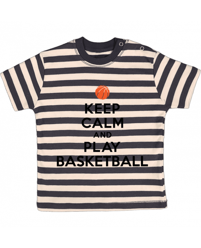 Tee-shirt bébé à rayures Keep Calm And Play Basketball par Freeyourshirt.com