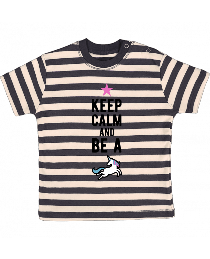 T-shirt baby with stripes Be a unicorn humour licorne by Original t-shirt