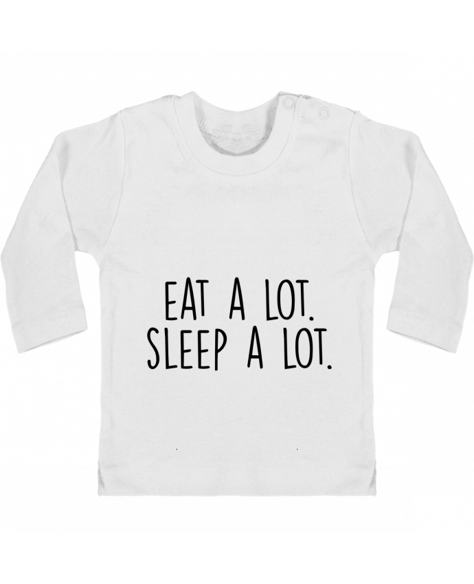 Camiseta Bebé Manga Larga con Botones  Eat a lot. Sleep a lot. manches longues du designer Bichette