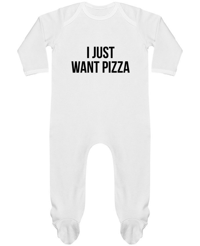 Baby Sleeper long sleeves Contrast I just want pizza by Bichette