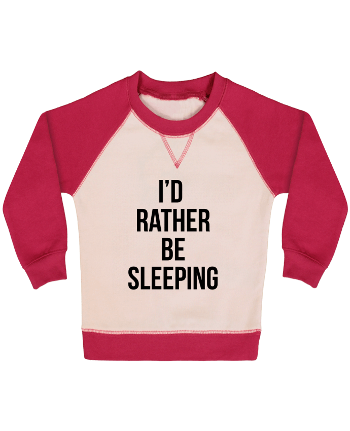 Sweatshirt Baby crew-neck sleeves contrast raglan I'd rather be sleeping by Bichette