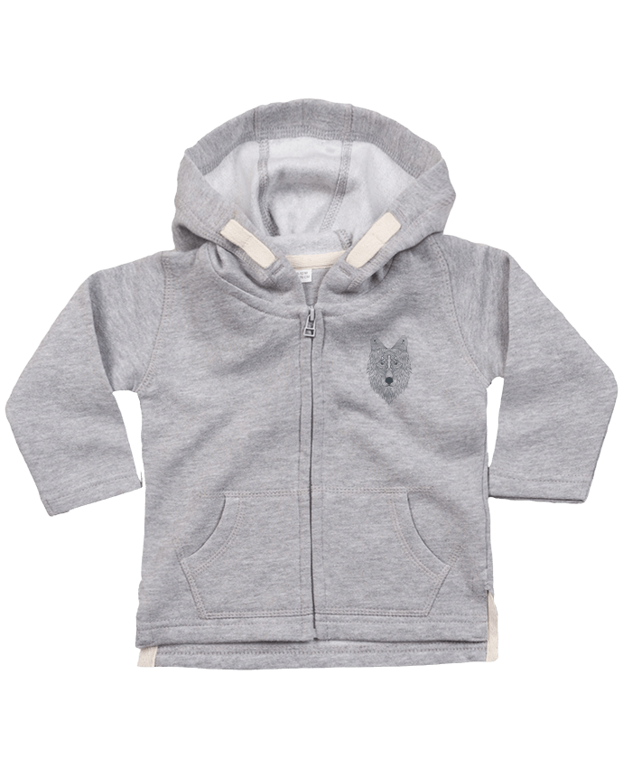 Hoddie with zip for baby Wolf by Bichette