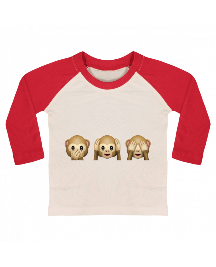 Camiseta Bebé Béisbol Manga Larga Three monkeys por Bichette