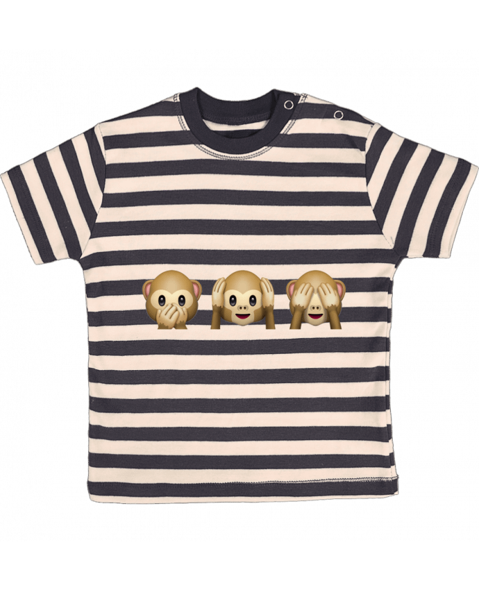 T-shirt baby with stripes Three monkeys by Bichette