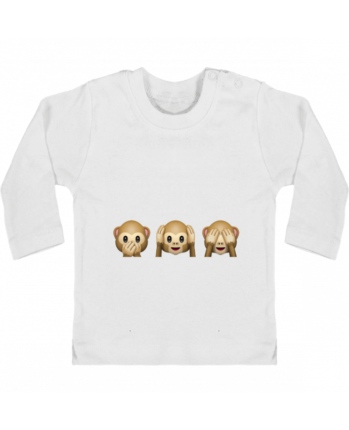 Camiseta Bebé Manga Larga con Botones  Three monkeys manches longues du designer Bichette