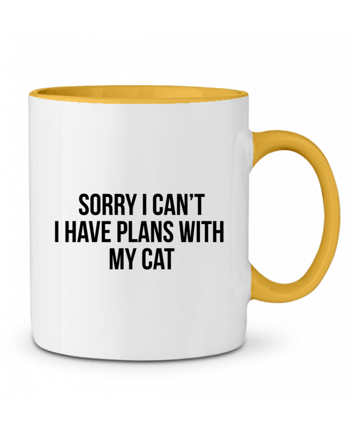 Mug bicolore Sorry I can't I have plans with my cat Bichette
