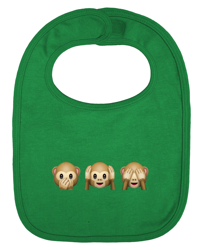 Baby Bib plain and contrast Three monkeys by Bichette