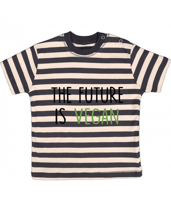 Tee-shirt bébé à rayures The future is vegan par Bichette