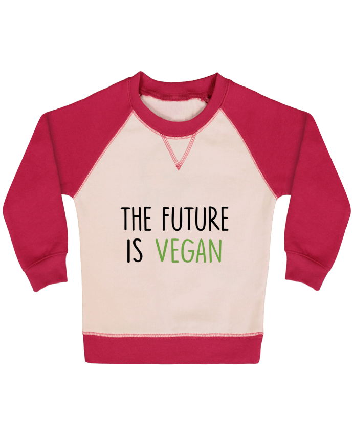 Sweatshirt Baby crew-neck sleeves contrast raglan The future is vegan by Bichette