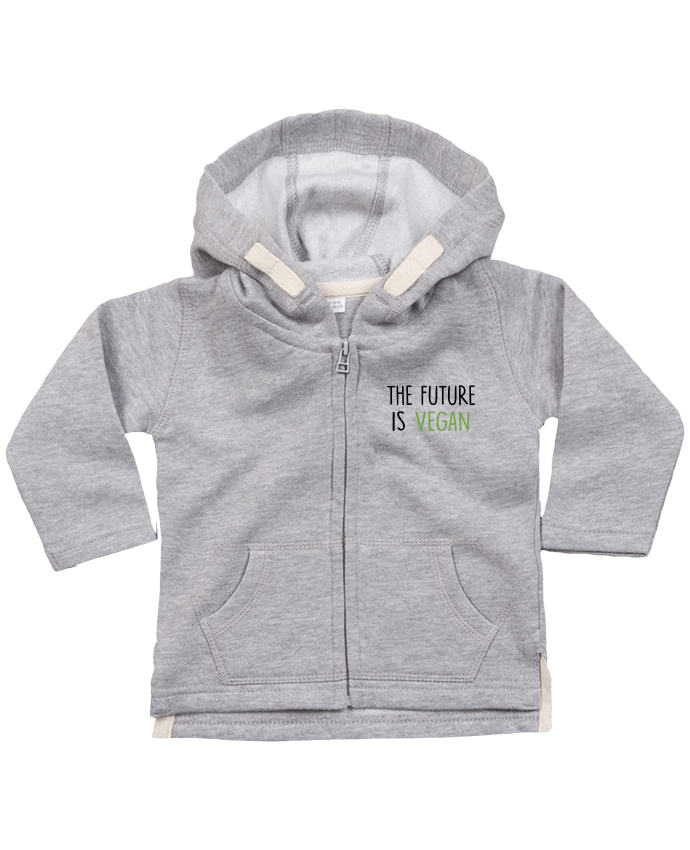 Hoddie with zip for baby The future is vegan by Bichette