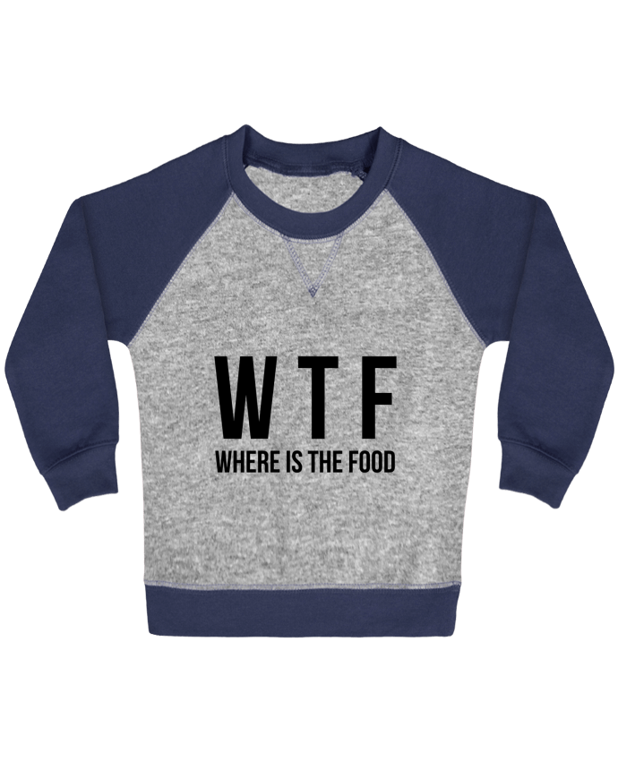 Sweatshirt Baby crew-neck sleeves contrast raglan Where is The Food by Bichette