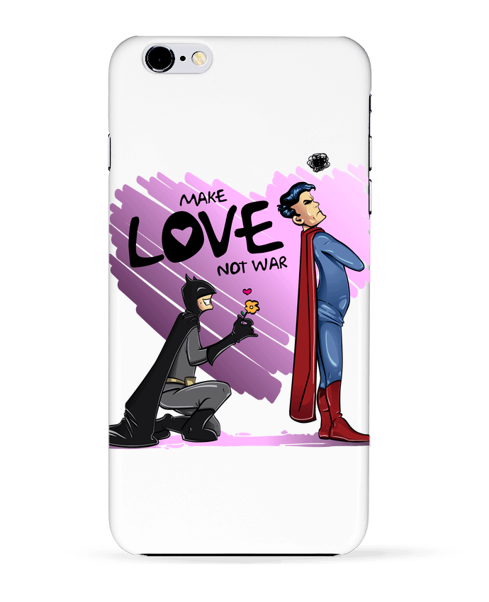 Case 3D iPhone 6+ MAKE LOVE NOT WAR (BATMAN VS SUPERMAN) de teeshirt-design.com