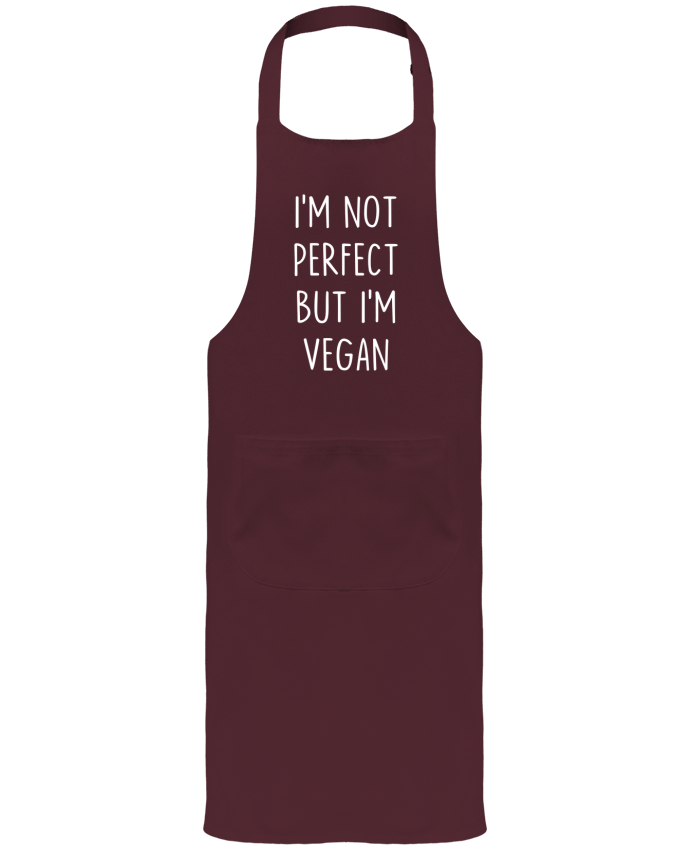 Tablier avec poches I'm not perfect but I'm vegan par Bichette
