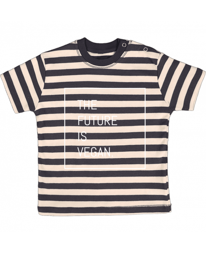 Tee-shirt bébé à rayures The future is vegan. par Bichette