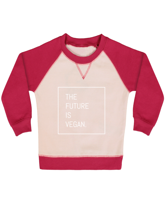 Sweatshirt Baby crew-neck sleeves contrast raglan The future is vegan. by Bichette