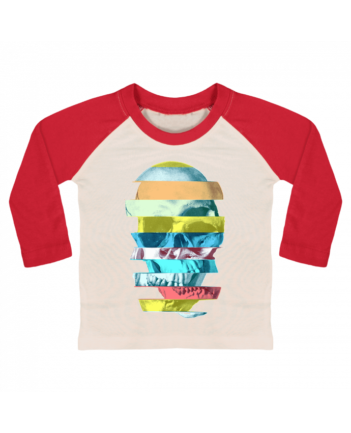 Camiseta Bebé Béisbol Manga Larga Glitch Skull por ali_gulec