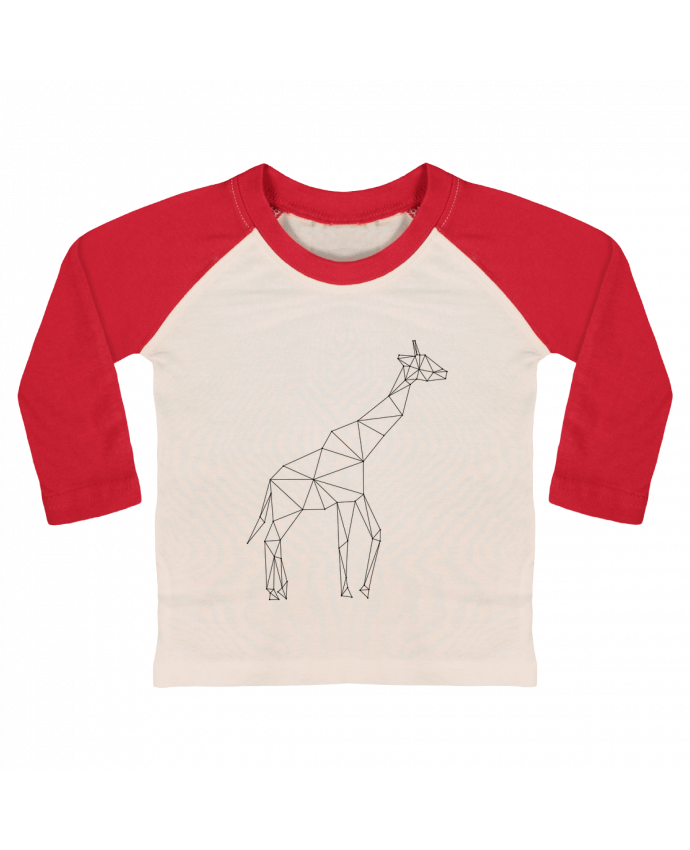 T-shirt baby Baseball long sleeve Giraffe origami by /wait-design