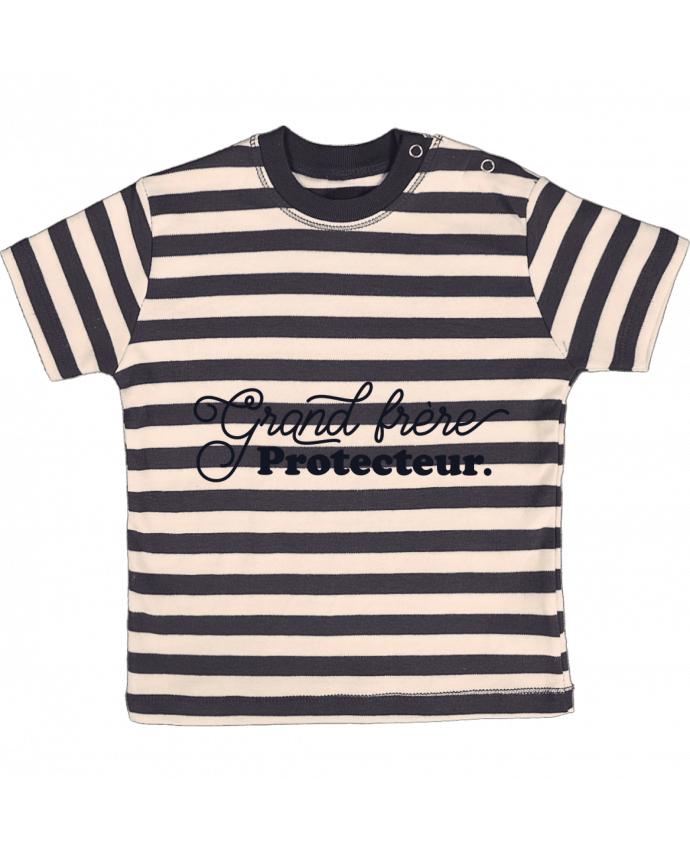 T-shirt baby with stripes Grand frère protecteur by tunetoo