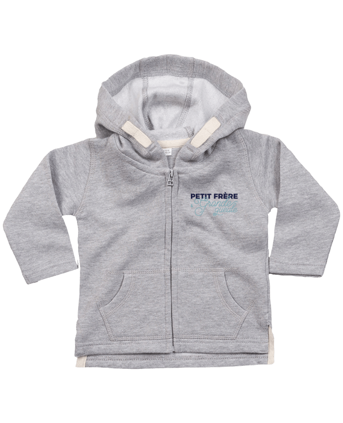 Hoddie with zip for baby Petit frère et grande gueule by tunetoo