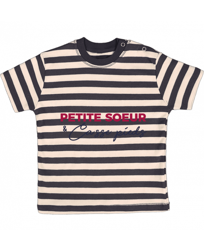 T-shirt baby with stripes Petite sœur et casse pieds by tunetoo