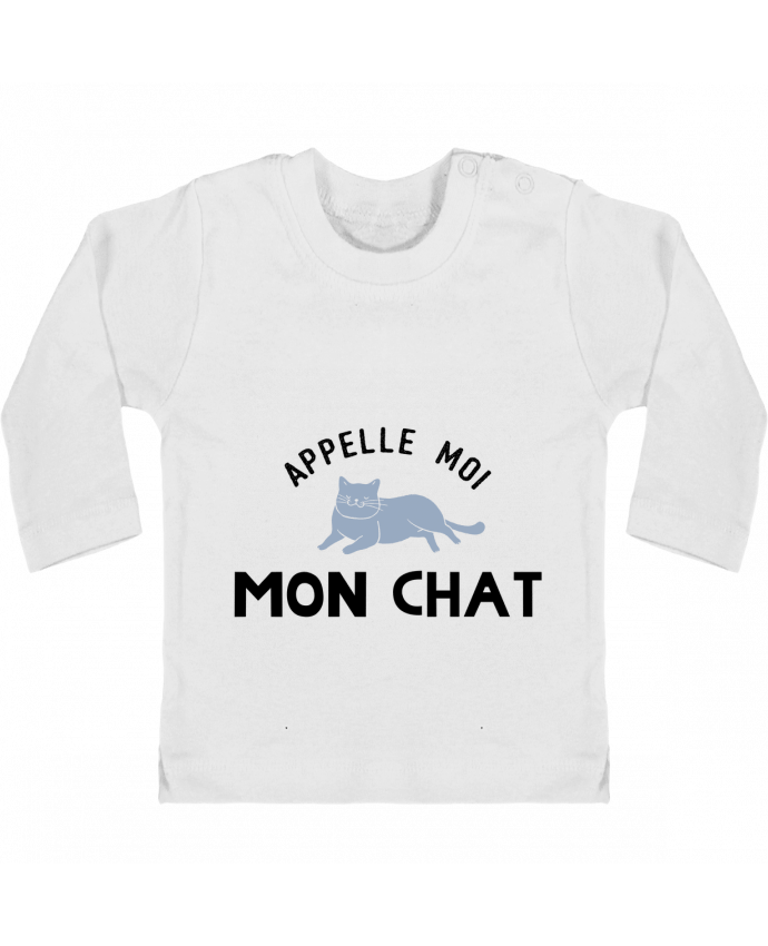 Baby T-shirt with press-studs long sleeve Appelle moi mon chat manches longues du designer tunetoo