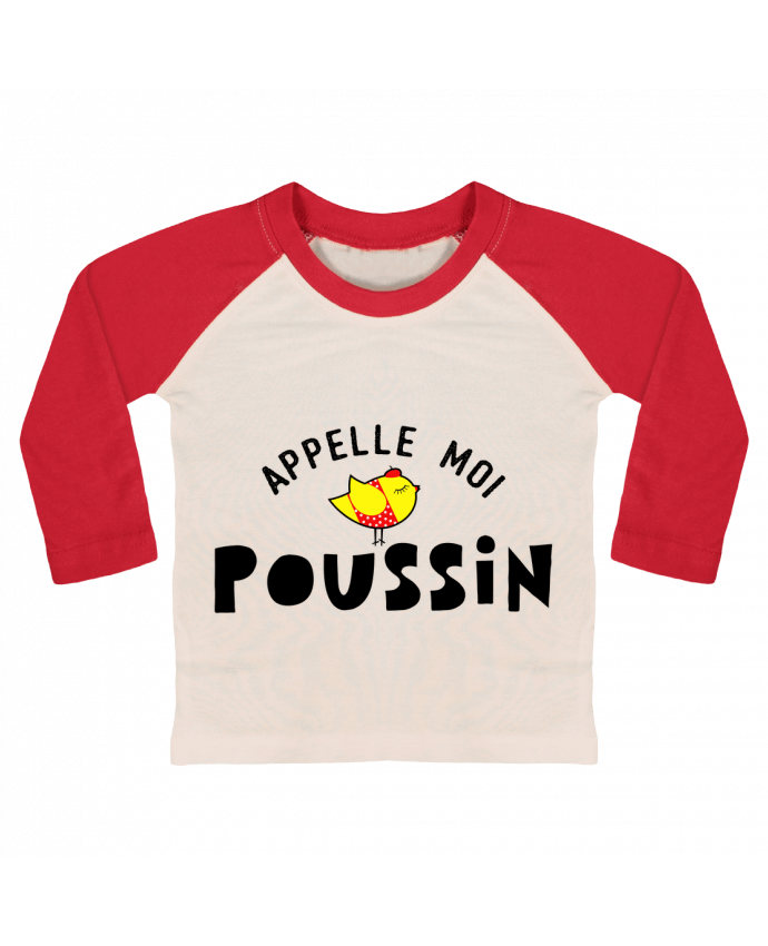T-shirt baby Baseball long sleeve Appelle moi poussin by tunetoo