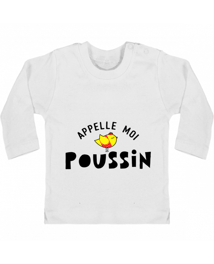 Baby T-shirt with press-studs long sleeve Appelle moi poussin manches longues du designer tunetoo