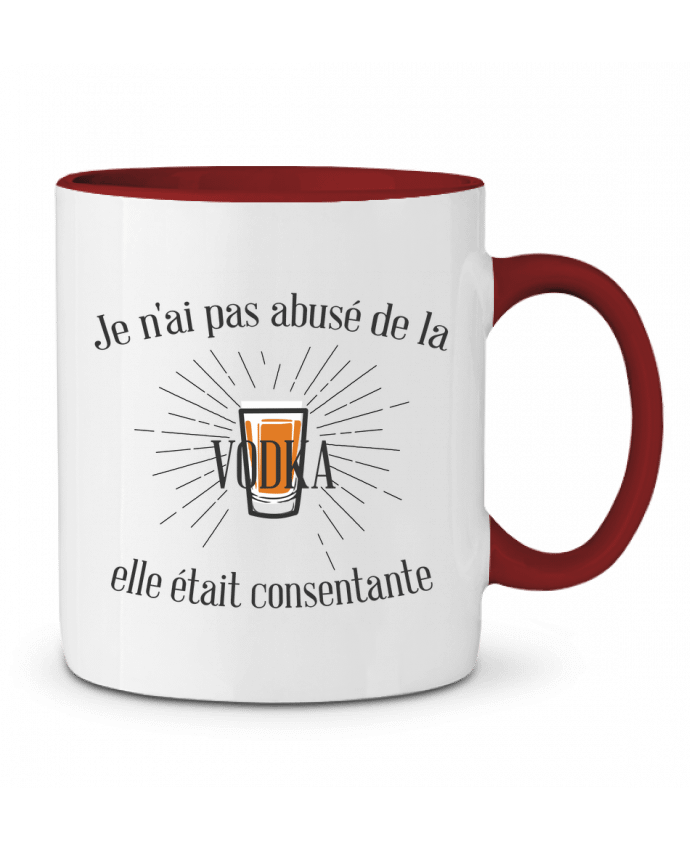 Mug bicolore Je n'ai pas abusé de la vodka, elle était consentante ! tunetoo