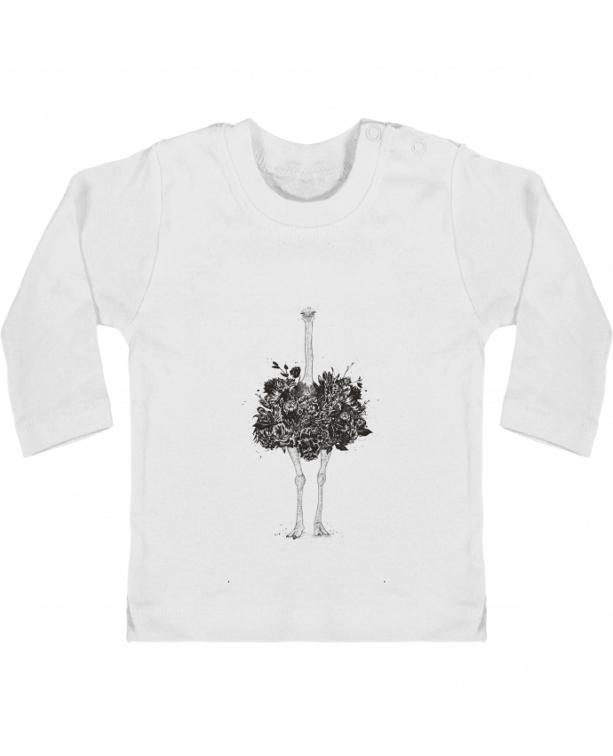 Baby T-shirt with press-studs long sleeve Floral ostrich manches longues du designer Balàzs Solti